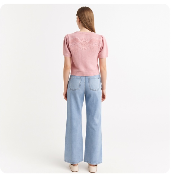 MISS SIXTY Angel Collection Puff Sleeve Crop Sweater Soft Pink Size XS - Picture 3 of 16